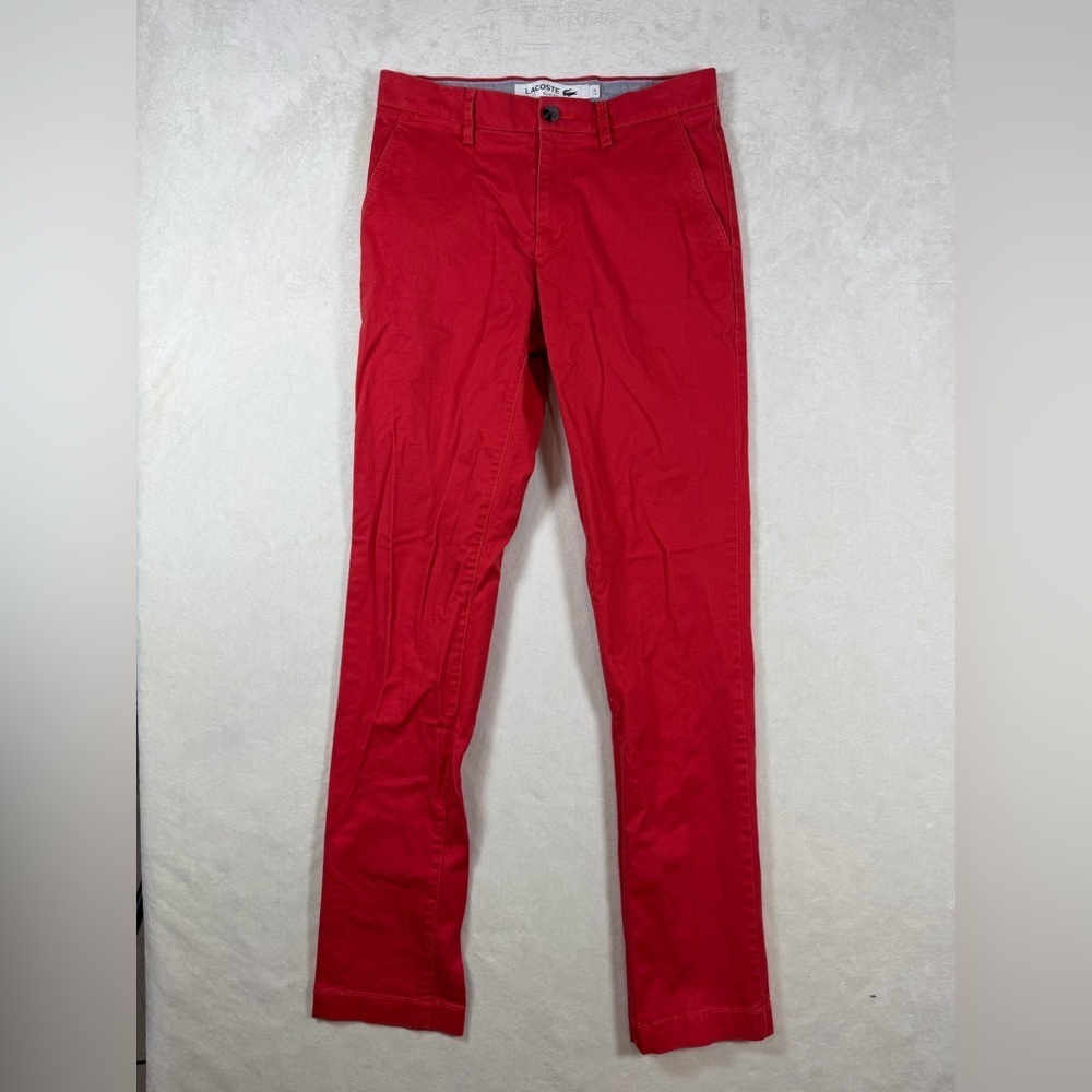 Lacoste Classic 29W Slim Fit Red Straight Leg Men’s Chino Designer Pants France